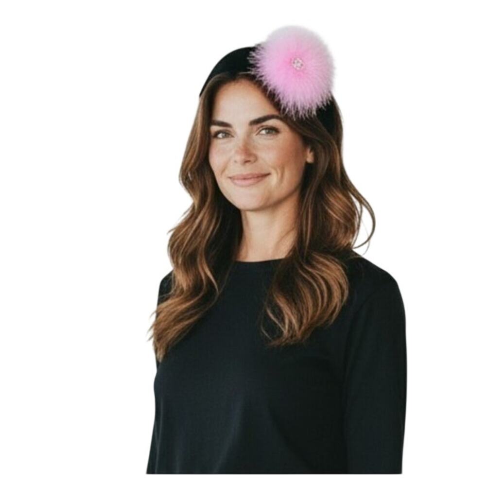 CC Headband Pom Rhinestone PINK FEATHER Barbie‎ Headband / Wristwrap